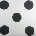 Coupon de tissu en toile de viscose à gros pois noir sur fond blanc 1m50 or 3m x 1,40m