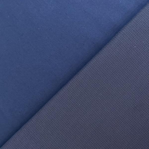 Coupon de tissu gabardine en coton bleu marine au rayure marron double face avec 2% élasthanne1,50m ou 3m x 1,40m