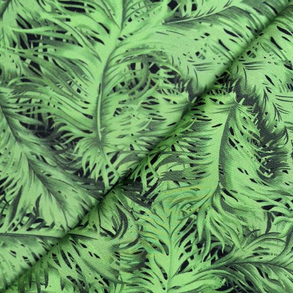 Coupon de tissu en twill de soie motifs feuilles sur fond noir 1,50m ou 3m x 1,75m