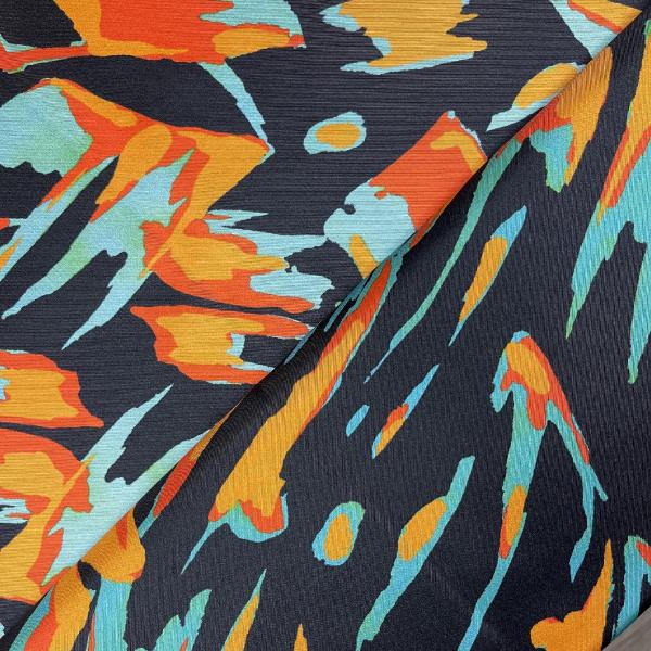 Coupon de tissu en twill de soie motifs abstraits multicolor 1,50m ou 3m x 1,40m