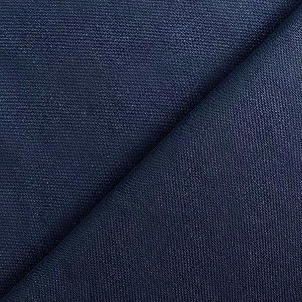 Coupon de tissu en toile de lin et coton natté bleues nuit 1,50m ou 3m x 1,50m