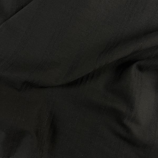 Coupon de tissu en voile de lin et coton noir à rayures brodées tons sur tons 1,50m ou 3m x 1,30m