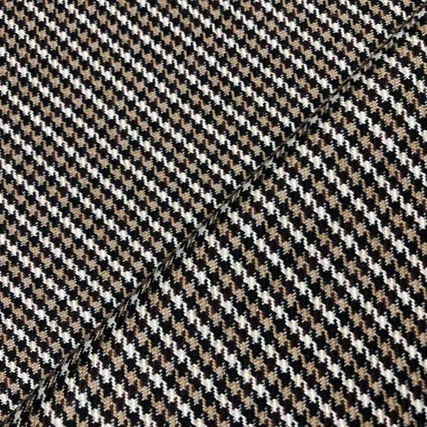 Coupon de tissu drap de laine mini pied de poule marron, bordeaux, noir et blanc cassé 1,50m ou 3m x 1,40m