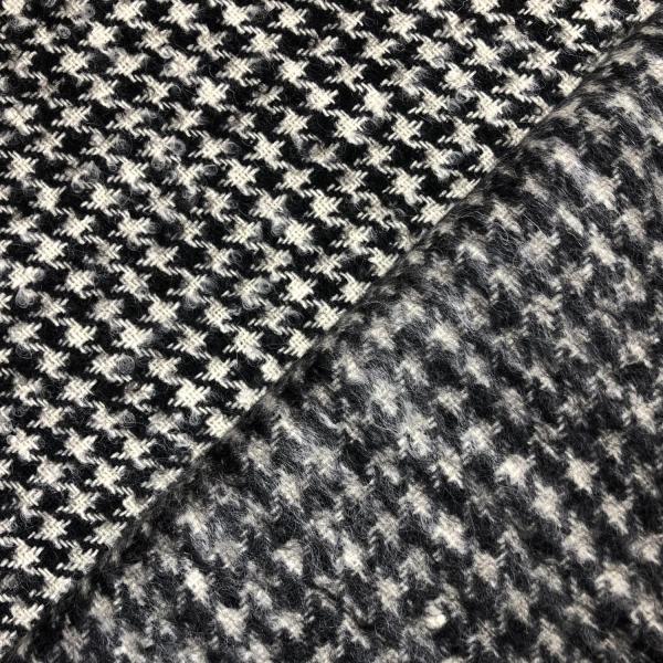 Coupon de tissu en laine vierge et mohair pied de poule gris noir 3m x 1,50m