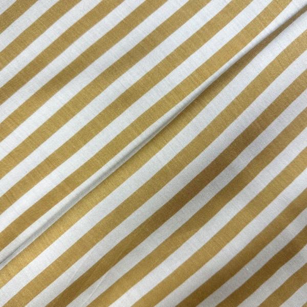 Coupon de tissu en twill de soie et viscose à rayures beige et marron clair 1,50m x 1,40m