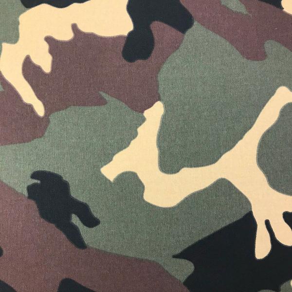 Coupon de tissu en gabardine de coton et élasthanne à motif camouflage 1,50m ou 3m x 1,40m
