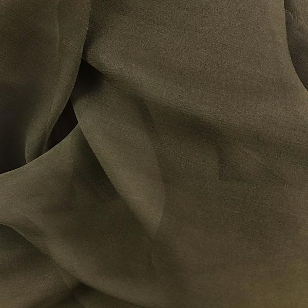 Coupon de tissu mousseline de soie vert militaire 3m x 1,40m