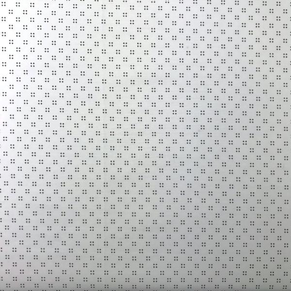 Coupon de tissu popeline de coton à motifs géométriques noirs sur fond blanc 1,50m ou 3m x 1,40m
