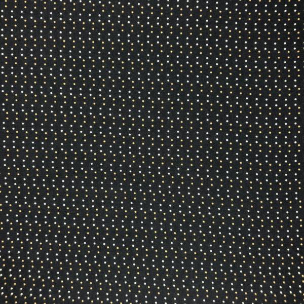 Coupon de tissu crêpe georgette à imprimé mini pois bleu et beige sur fond noir 3m x 1,40m