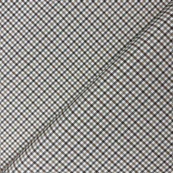 Coupon de tissu coton et polyester pieds de poule biege et marron 3m ou 1,50m x 1,50m