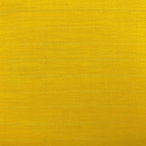 Coupon de tissu en toile de lin nattée à fines rayures blanches sur fond jaune 3m x 1,40m