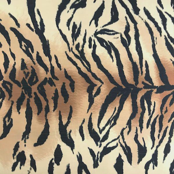 Coupon de tissu mousseline de polyester motif peau de bête tigré 3m x 1,40m
