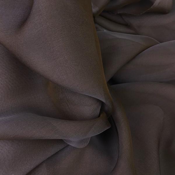 Coupon de tissu en mousseline de soie changeante marron aux reflets dorés 1,50m ou 3m x 1,40m