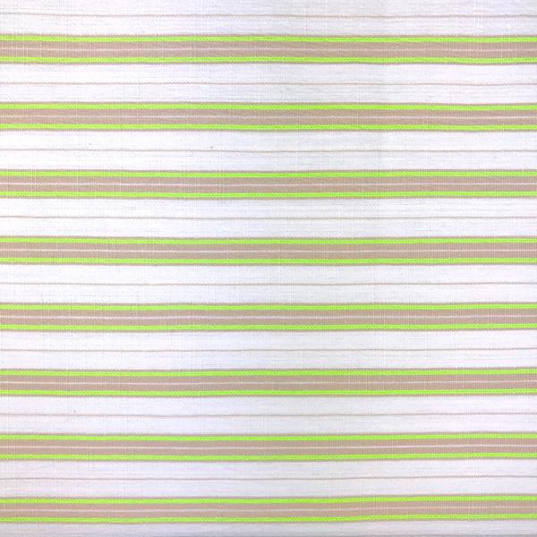 Coupon de tissu en toile de lin et polyester rayée blanc cassé/beige/vert fluo 1,50m ou 3m x 1,40m