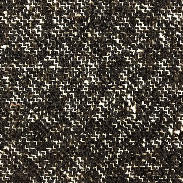 Coupon de tissu en tweed de laine mélangée chocolat noir et crème 3m x 1,45m