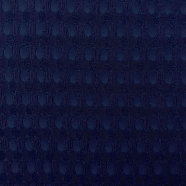 Coupon de tissu en viscose et acétate gaufré à motifs ronds bleu marine 1,50m ou 3m x 1,35m