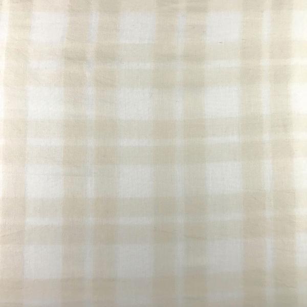 Coupon de tissu en voile de coton sergé à carreaux blanc cassé 1,50m ou 3m x 1,40m