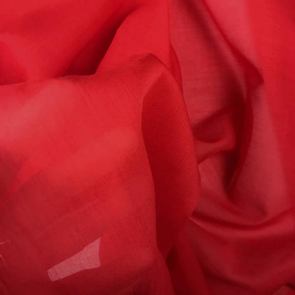 Coupon de tissu en voile de coton rouge vif 1,50m ou 3m x 1,40m