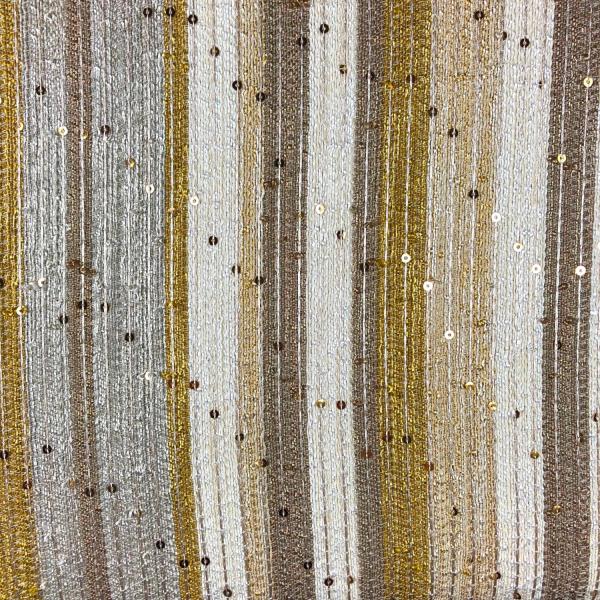 Coupon de tissu en natté de coton mélangé tissage brut dans les tons de beige à sequins doré 1,50m ou 3m x 1m40