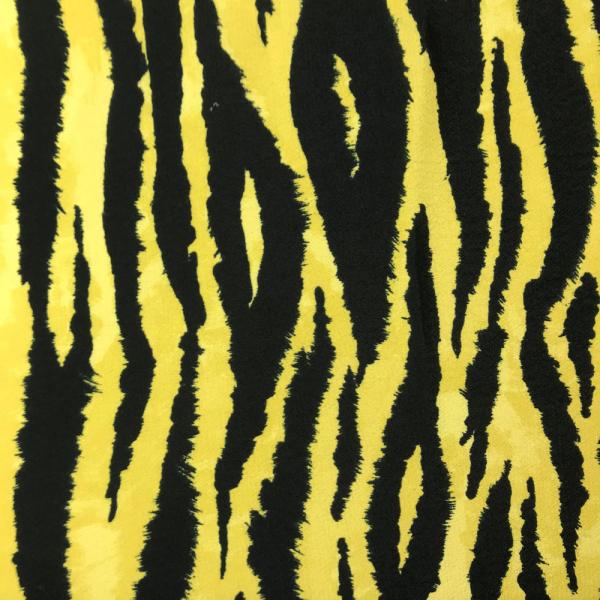 Coupon de tissu en crêpe de viscose à motifs zèbre jaune et noir 1,50m ou 3m x 1,40m