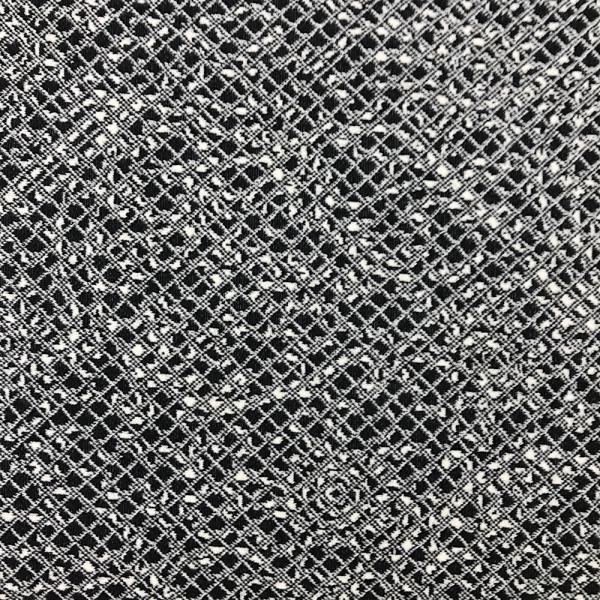 Coupon de tissu jersey en coton et laine mélangé imprimé geométrique blanc et noir 3m x 1,10m