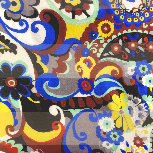 Coupon de tissu jawhara de soie à motifs cachemire multicolors 1,50m ou 3m x 1,40m