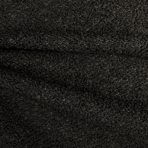 Coupon de tissu laine, lin et polyamide bouclette noir 1m50 ou 3m x 1,50m