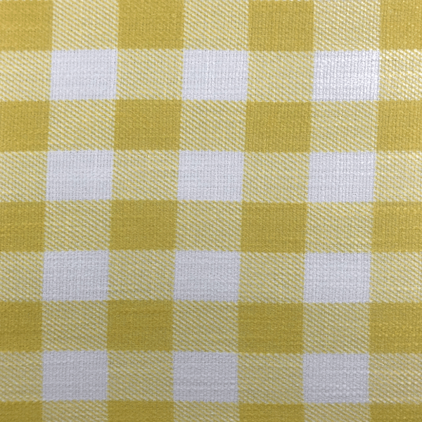Coupon de tissu en sergé de polyester à carreaux jaune canari et blanc 1,50m ou 3m x 1,40m